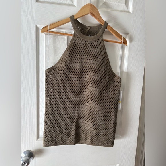 DKNY NWT green sleeveless knit tank crochet size medium - Picture 2 of 9